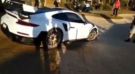 Porsche 911 Gt2 Rs Owner Forgets To Yell Fore Crashes On Golf Course