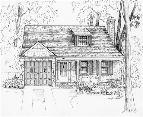 Custom House Portrait Pen And Ink House Drawing Realtor T Pen And