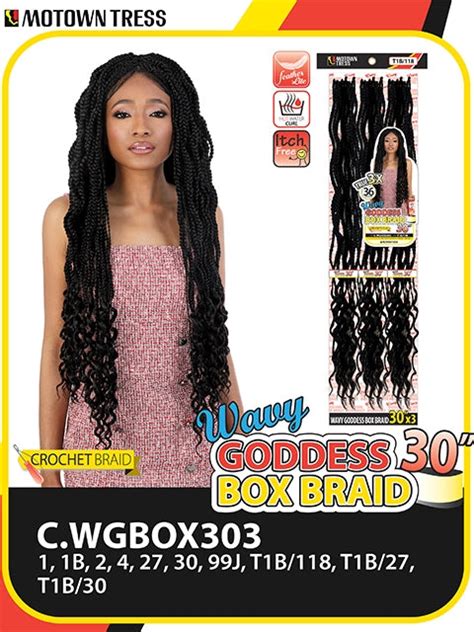 Motown Tress 3x Wavy Goddess Box Braid Crochet Braid 30 Cwgbox303
