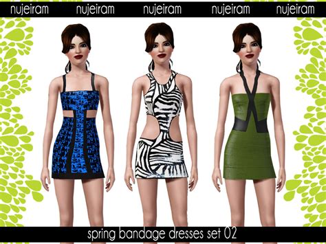 The Sims Resource Nujeiram Spring Bandage Dresses Set 02