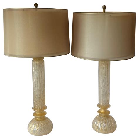 Mid Century Modern Pair Italian Murano Seguso Venetian Clear Fluted Glass Lamps For Sale At 1stdibs