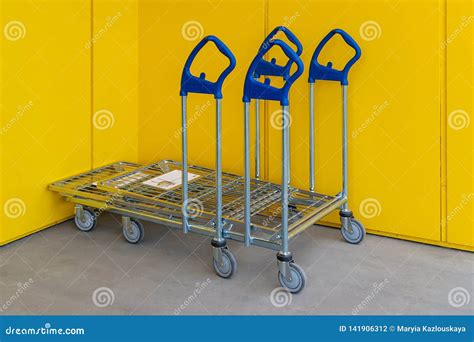 Few Shopping Carts With Ikea Logo At The Entrance Of The Eponymous Shop
