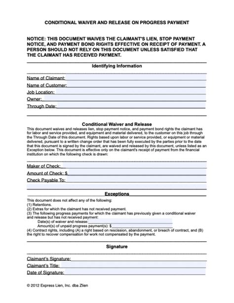Conditional Waiver Form Printable Fill Out And Sign P Vrogue Co
