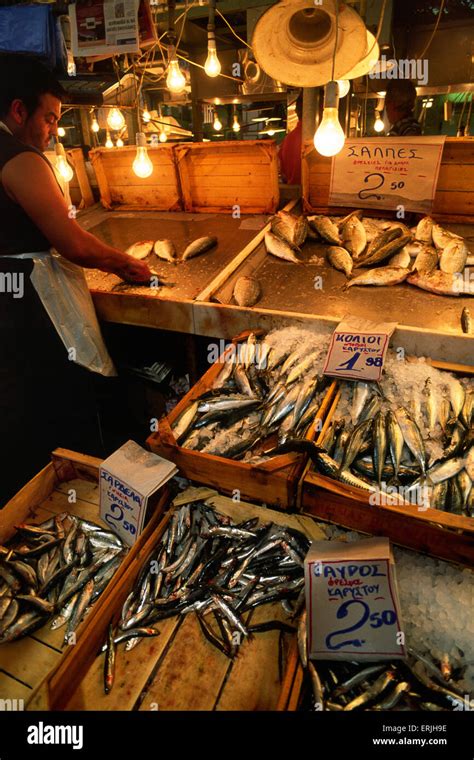 Greece Athens Central Market Fresh Fish Stock Photo Alamy