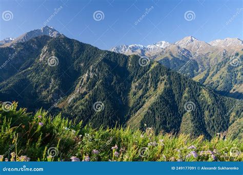 The Zailiyskiy Alatau Mountains In Almaty Tien Shan Mountain System In