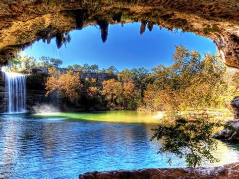 Stupendous Waterfall At A Cave Hdr Wallpaper