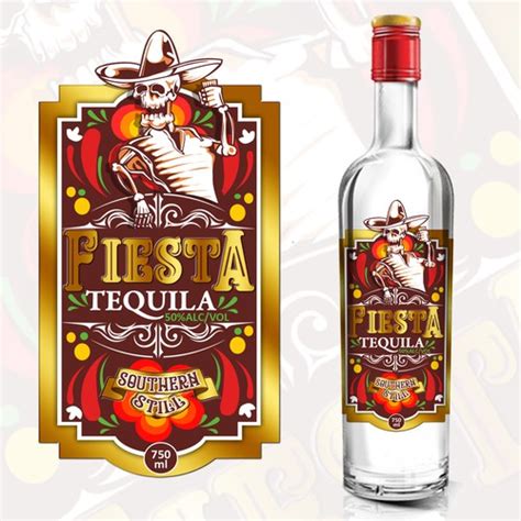 Designs Fiesta Tequila Fun Label For A New Tequila Product Label