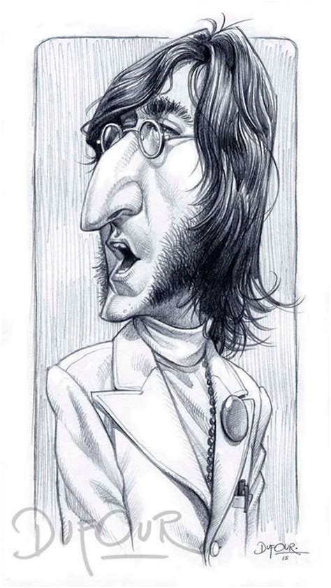 John Lennon Caricature Sketch Funny Caricatures Beatles Art