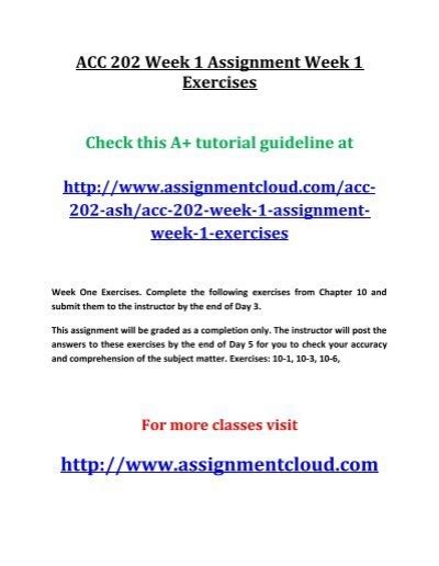 Acc 202 Week 1 Assignment Week 1 Exercises