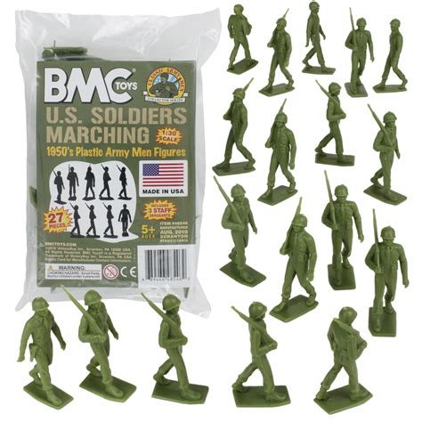 Bmc Marx Plastic Army Men Marching Us Soldiers Od Green 27pc Figures