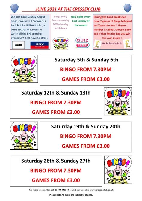 June Bingo And Entertainment Update Cresmunity Centre High Wycombe