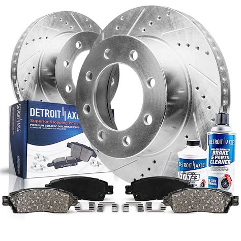Detroit Axle Front Drilled Slotted Brakes And Rotors Brake Pads