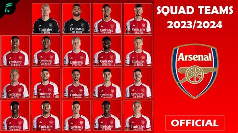 Squad Teams Arsenal Fc English Premier League Season 202324 Fan