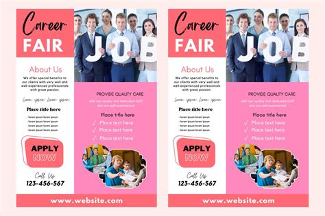 Pink Job Fair Flyer Canva A4 Flyer Template Health Poster Etsy