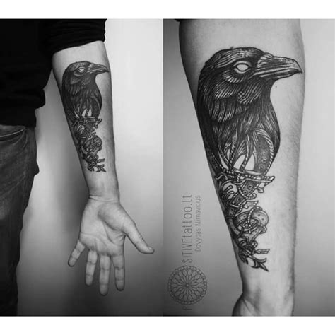 Left Forearm Crow Tattoo