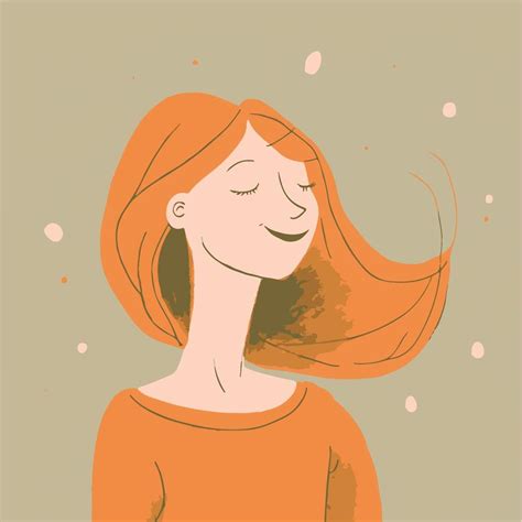 Happy Girl Vector Drawing Hand Drawn Doodle Of Cartoon Woman Smiling