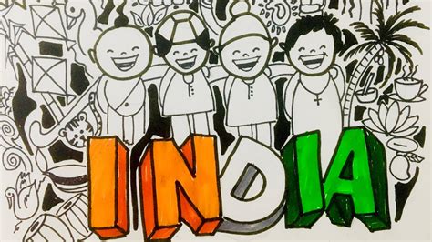 Lettering Of India Republic Day Doodle Art Unity In Diversity