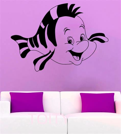 Flounder Cartoon Sticker For Children Kid Bedroom Wall Art Decal