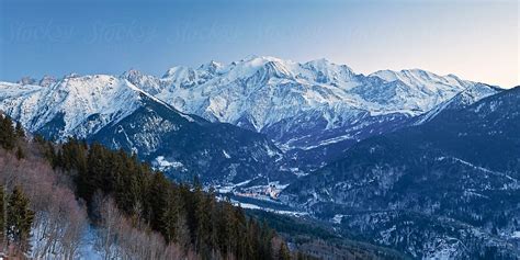Chamonix Valley Mont Blanc And The Mont Blanc Massif Range Of