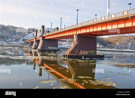 Colorful Big Bridge On Nemunas River In Kaunas Lithuania Stock Photo