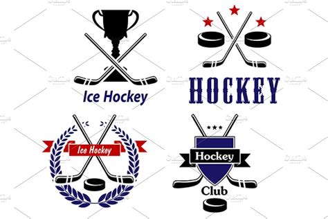 Ice Hockey Icons With Caption Hockey Custom Designed Graphics