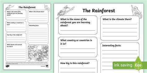 Rainforest Fact File Template Teacher Made Twinkl