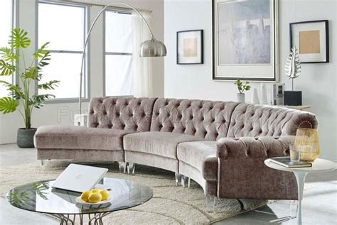 Ms2082 Sectional Sofa In Gray Velvet By Vimports