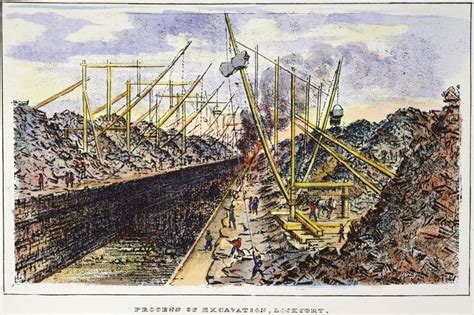 Erie Canal 1825 Nthe Construction Of The Erie Canal At Lockport New York Lithograph 1825 Rolled