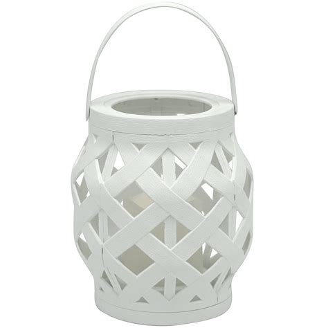 White Plastic Lantern W Led 5x6 In At Home