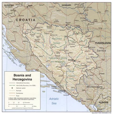Bosnia And Herzegovina Physical Map 2002 Full Size Ex