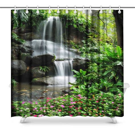 Aplysia Beautiful Waterfall In The Garden Prints Shower Curtain For