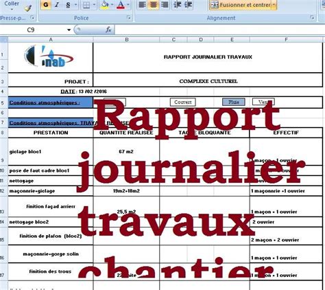 Exemple De Rapport Journalier Des Travaux Chantier Civil Construction
