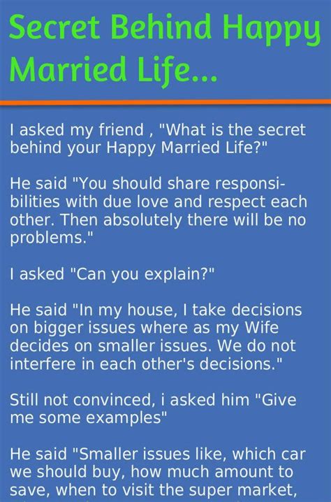 Secret Of Happy Married Life In 2020 Happy Wife Happy Life Quotes Happy Married Life