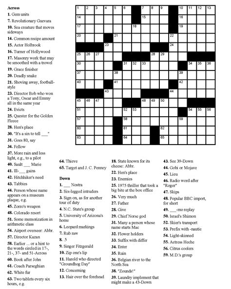 Easy printable and online crossword puzzles and games. Easy Crossword Puzzles Printable For Seniors