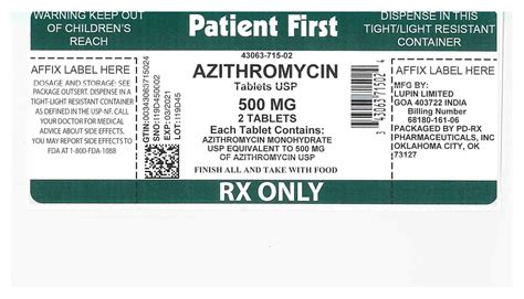 Azithromycin Monohydrate Pd Rx Pharmaceuticals Inc Fda Package