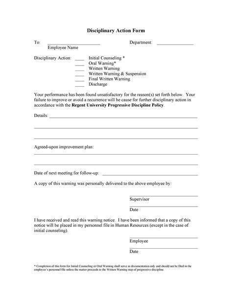 Disciplinary Action Form Template Free Popular Templates Design