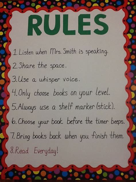 Library Rules For Elementary Students