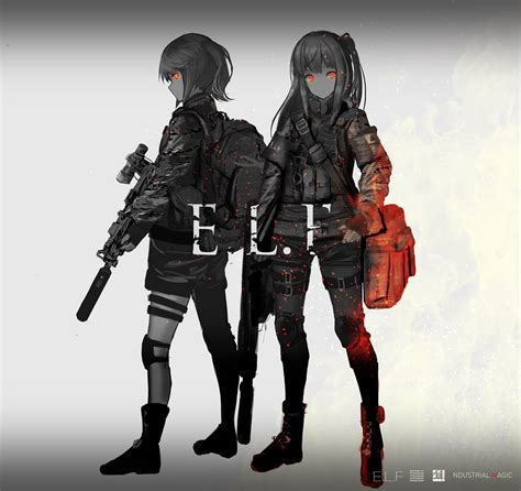 Red Eyes Grey Hair Long Hair Short Hair Anime Anime Girls Gun Weapon Uniform 1700x1601