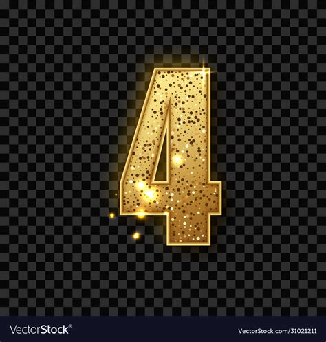 Golden Glitter Number Four Realistic Royalty Free Vector