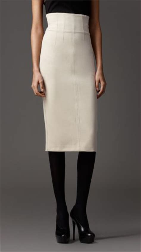 Burberry Fitted Pencil Skirt In White Trench Lyst