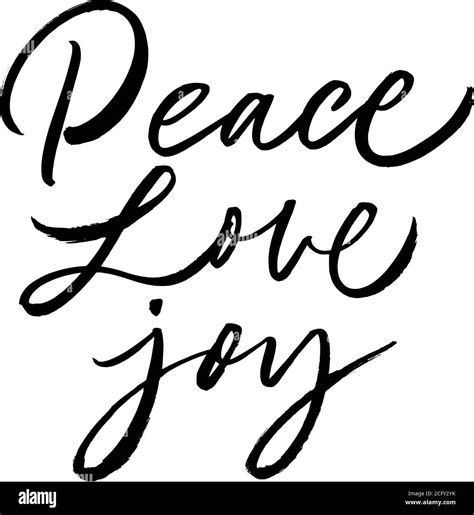 Peace Love Joy Greeting Card Hand Drawn Phrase Stock Vector Image