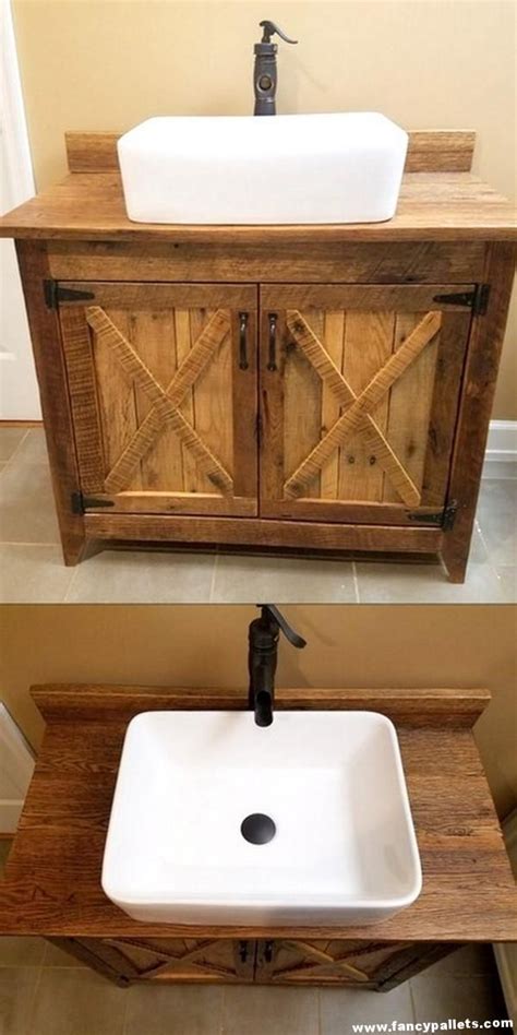 Make your bathroom mirror stand out by framing it with pallet wood. Lovely Pallets Bath Vanity Project | Pallet bathroom, Remodel bedroom, Kids bedroom remodel