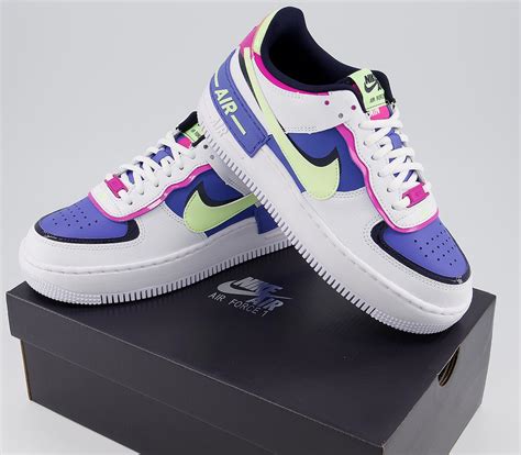 Nike Air Force 1 Shadow White Barely Volt Sapphire Fire Pink Blackened