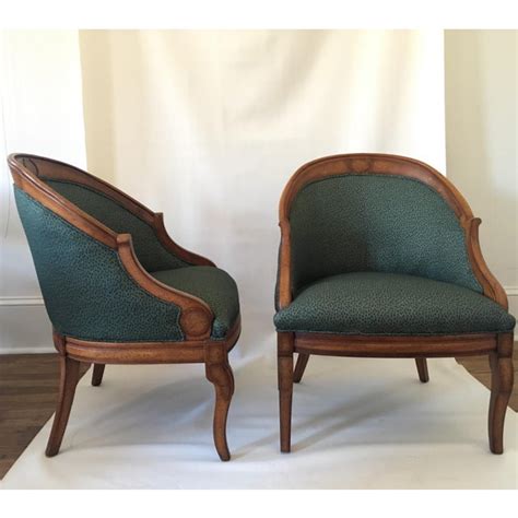 Chairs have been through numerous style changes over the years, decades and even centuries. Vintage Upholstered Barrel Chairs - A Pair | Chairish