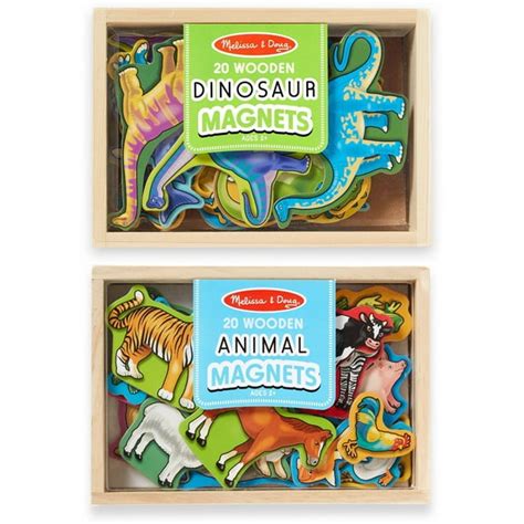 Melissa And Doug Wooden Magnets Set Animals And Dinosaurs With 40 Wooden