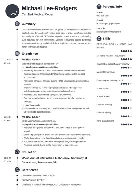 Medical Coder Resume Example Template Primo Medical Coder Resume Teacher Resume Examples