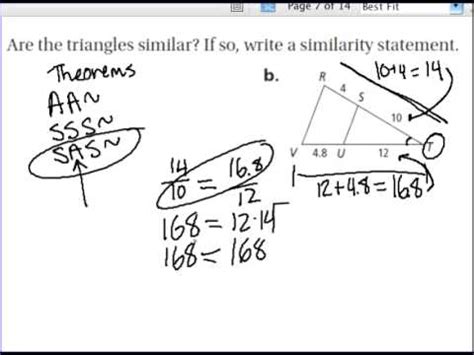 To write the congruence statement, you need to line up the corresponding parts in the triangles: Triangle Similarity Statement - YouTube