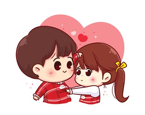 Amantes Pareja Feliz San Valentín Personaje De Dibujos Animados