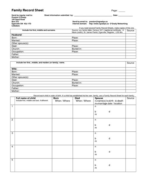 Blank Genealogy Form Individual Printable Individual Ancestry Worksheet
