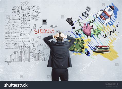 Stressed Man Choosing Between Successful Career Stock Photo 618389042